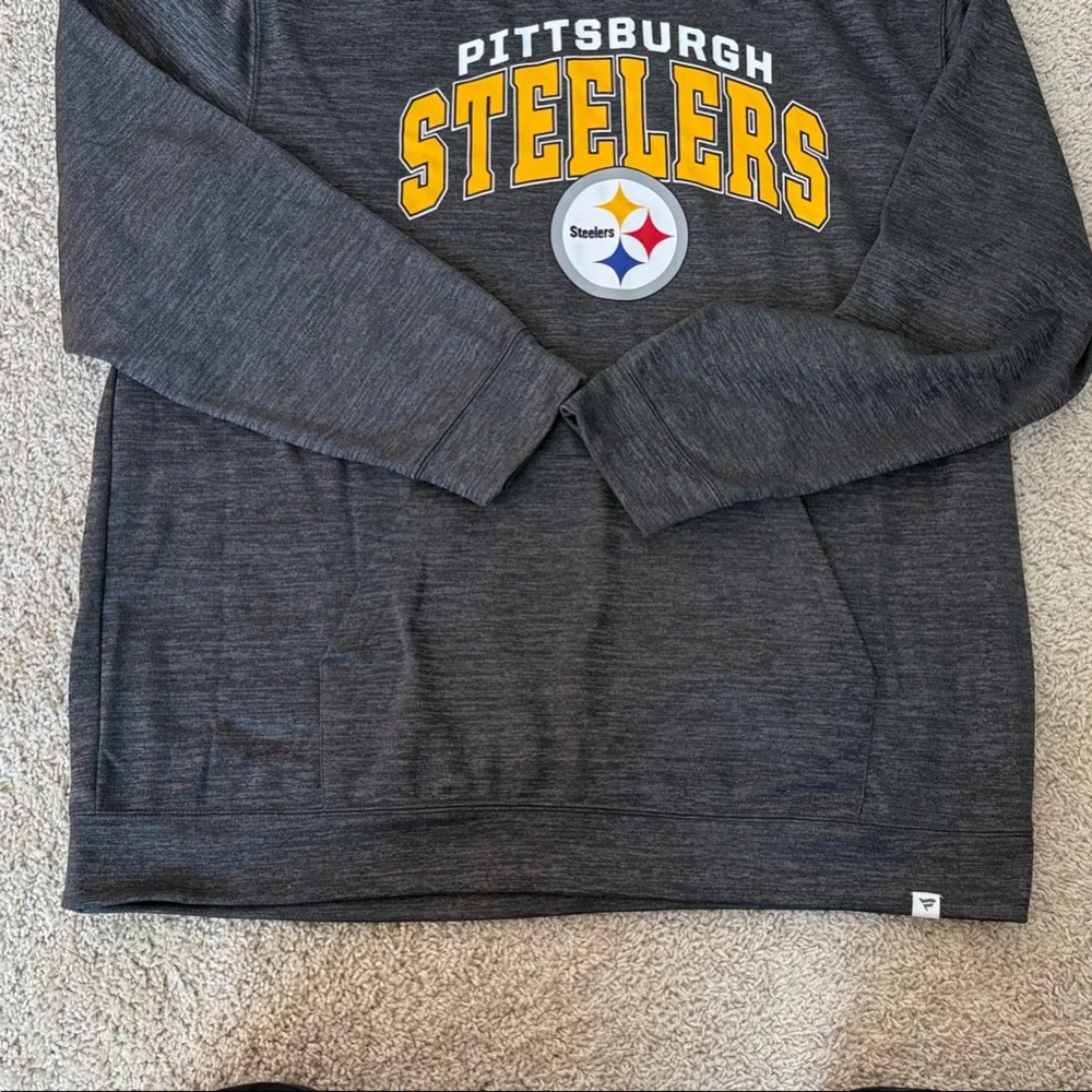 Pittsburgh Steelers Heather Charcoal Grey Pullover Hoodie Men’s 3XLB‎